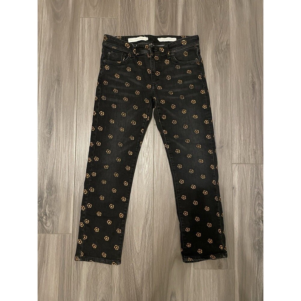 Pilcro & the Letterpress Jeans Women’s Size 27 Orange Floral Print Slim Straight